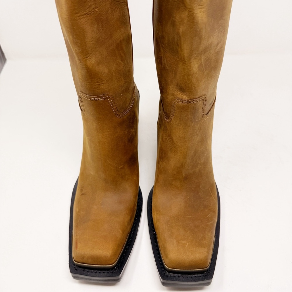 Jeffery Campbell East Austin Cowboy Leather Tall Heeled Square Toe Boots 10 - Picture 6 of 12